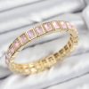 Bouquet Boutique Pirinç Pembe Zirkon Taşlı Dikdörtgen Model Gold Renk Lastikli Kadın Bileklik