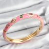 Bouquet Boutique Mineli Pirinç Pembe Çiçek Motifli Gold Kadın Kelepçe