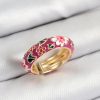 Bouquet Boutique Pirinç Fuşya Mineli Çiçek Motifli Gold Renk Ayarlanabilir Kadın Yüzük