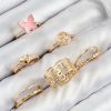 Bouquet Boutique Pirinç Kelebek Ve Kalp Model Gold Renk Kadın Yüzük Kombin Set
