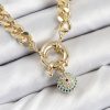 Bouquet Bouqtique Pirinç Zirkon Taşlı Nazar Boncuk Detaylı Klasik Zincir Model Gold Renk Kadın Kolye BQT35BKO10482
