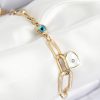 Bouquet Boutique 316L Çelik Nazar Boncuğu Ve Zirkon Taşlı Kalp Model Gold Renk Kadın Bileklik