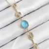 Bouquet Boutique Pirinç Zincir Mavi Gold Renk Zirkon Taşlı Y Kolye