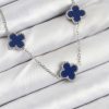Bouquet Boutique 316L Çelik Zincir Gümüş Lacivert Renk Yonca  Kolye