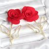 Bouquet Boutique Pirinç Gold Renk Kırmızı Gül Model  Küpe