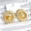 Bouquet Boutique Pirinç Gold Renk Kehribar Boncuklu Vintage  Küpe
