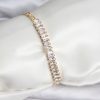 Bouquet Boutique 14K Gold Renk Kaplama Zirkon Taşlı Baget Model   Bileklik