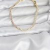 Bouquet Boutique Pembe ve Beyaz Zirkon Taşlı Gold Renk Su Yolu  Bileklik