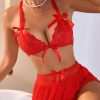 Bouquet Boutique--- Fantazi Kırmızı Dantelli Fiyonklu Seksi Babydol