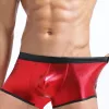 Bouquet Boutique--- Fantezi Deri Görünümlü Kırmızı Erkek Boxer Tanga