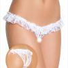 Bouquet Boutique--- Fantezi Üstü Fırfırlı Ağı Açık Beyaz Dantel Tanga - String