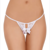 Bouquet Boutique--- Fantezi Arkası Açık Fiyonklu Beyaz Dantel String - Tanga