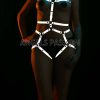 Bouquet Boutique .  Dansçılar İçin Karanlıkta Parlayan Seksi Harness Takım