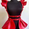 Bouquet Boutique .  Deri Elbise Harness, Şık Mini Deri Elbise, Prenses Deri Elbise