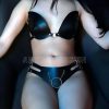 Bouquet Boutique .  Deri Seksi Sütyen Takım, Deri Fantezi İç Giyim, Zincir Detaylı Sütyen Harness Takım
