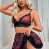 Bouquet Boutique Fantezi Seksi Dantelli Ekose Sütyen Mini Etek Takım