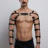 Erkek Deri Kol ve Göğüs Harness, Deri Fantazi Giyim - APFTM166