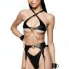Bouquet Boutique .  Fantezi Deri Harness Takım, Şık Deri Jartiyer Harness Takımı