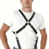 Göğüs Detaylı Arkadan Bağlamalı Erkek Deri Harness - APFTM84