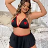 Bouquet Boutique Büyük Beden Fantazi Kalpli Mini Etekli  Babydol Gecelik