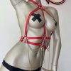 Bouquet Boutique.  Kırmızı ve Zincir Detaylı Şık Deri Harness