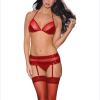 Bouquet Boutique--- Fantezi Mini Etekli Seksi Kırmızı Jartiyer Takım