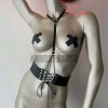 Bouquet Boutique .  Klipsli Deri Korse Harness  Deri Korse Elbise