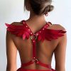 Bouquet Boutique .  Melek Kanadı Detaylı Şık Deri Harness