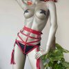 Bouquet Boutique.  Püskül Detaylı Şık Kırmızı Harness