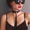 Bouquet Boutique  Püsküllü Deri Tasma, Deri Choker, Püskül Detaylık Şık Choker