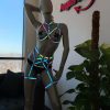Bouquet Boutique  Reflektörlü İç Giyim Fantazi Harness Jartiyer Takım
