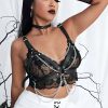 Bouquet Boutique .  Şık Deri Zincirli Göğüs Tasma Ve Bileklik Takım harness