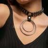 Bouquet Boutique .  Şık Elastik Choker  Halka Detaylı Lastik Kolye  Şık Lastik Choker Harness