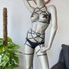 Bouquet Boutique  Siyah Deri Jartiyer ve Büstiyer Harness