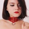 Üçlü İnce Şerit Halka Detaylı Deri Choker - APFT676