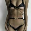 Bouquet Boutique .  Zincir Detaylı Göğüs Ve Bacak Harness Takım