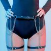 Bouquet Boutique .  Zincir Detaylı Seksi Deri Belden Askılı Bacak Jartiyer Harness