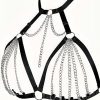 Zincirli Lastik Seksi Göğüs Harness - APFT805