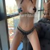 Bouquet Boutique .  Zincirli Seksi Harness Takım, Zincirli Etek