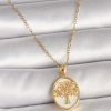 Bouquet Bouqtique 316L Çelik Gold Renk Zincir Zirkon Taş Detaylı Beyaz Mineli Ağaç İşlemeli Portre Model Kadın Kolye BQT35BKO9982