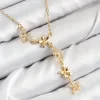 Bouquet Boutique 316L Çelik Zirkon Taşlı Çiçek Model Gold Renk  Kolye