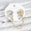 Bouquet Bouqtique Uzay Model Pirinç Gold Renk Zincir Bağlantılı Ear Cuff Küpe Seti BQT35BKP11546