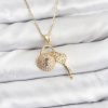 Bouquet Bouqtique 316L Çelik Zincir Gold Renk Kilit Anahtar Model Zirkon Taşlı Kadın Kolye BQT35BKO10881