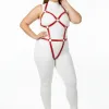 Büyük Beden Kırmızı Kadın Harness Takım Full Body Deri Fantazi Aksesuarı - APFT759