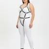 Büyük Beden Siyah Kadın Full Body Deri Harness Takım Halka Detaylı Fantazi Aksesuar - APFT759