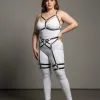 Büyük Beden Siyah Kadın Jartiyer Harness Full Body Deri Takım - APFT289