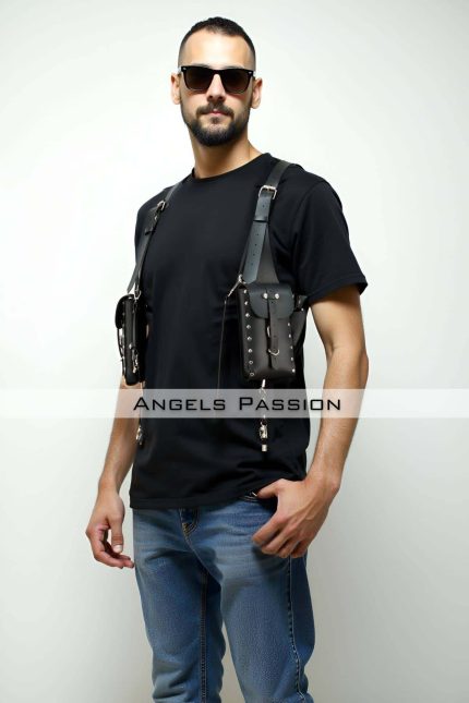 Çantalı Şık Erkek Harness, Holster Bag, Leather Holster Bag - APFTM235