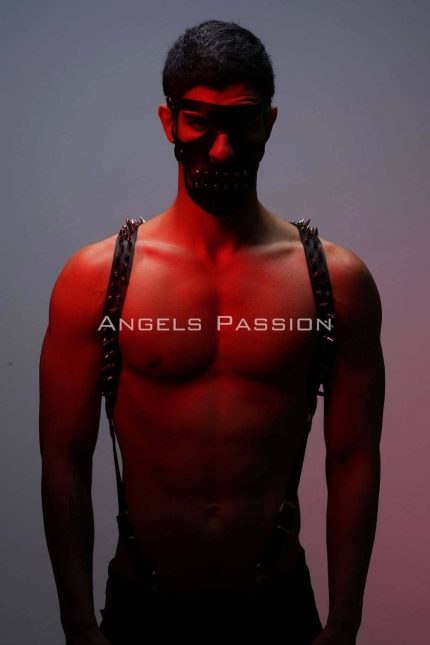 Çivi Detaylı ve Maskeli Erkek Harness Takım, Erkek Clubwear, Erkek Göğüs Harness - APFTM204
