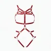 Kırmızı Body Harness Deri Çoklu Şeritli Metal Tokalı - APFT724
