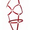 Kırmızı Body Harness Deri Metal Halka Detaylı - APFT759
